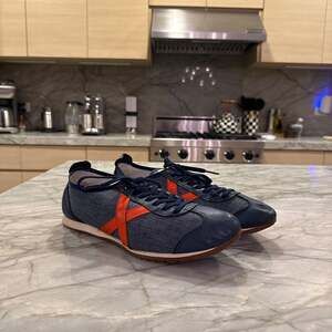 Munich Osaka 566 Jeans Blue Navy Orange Trim Slim Trainers size 44